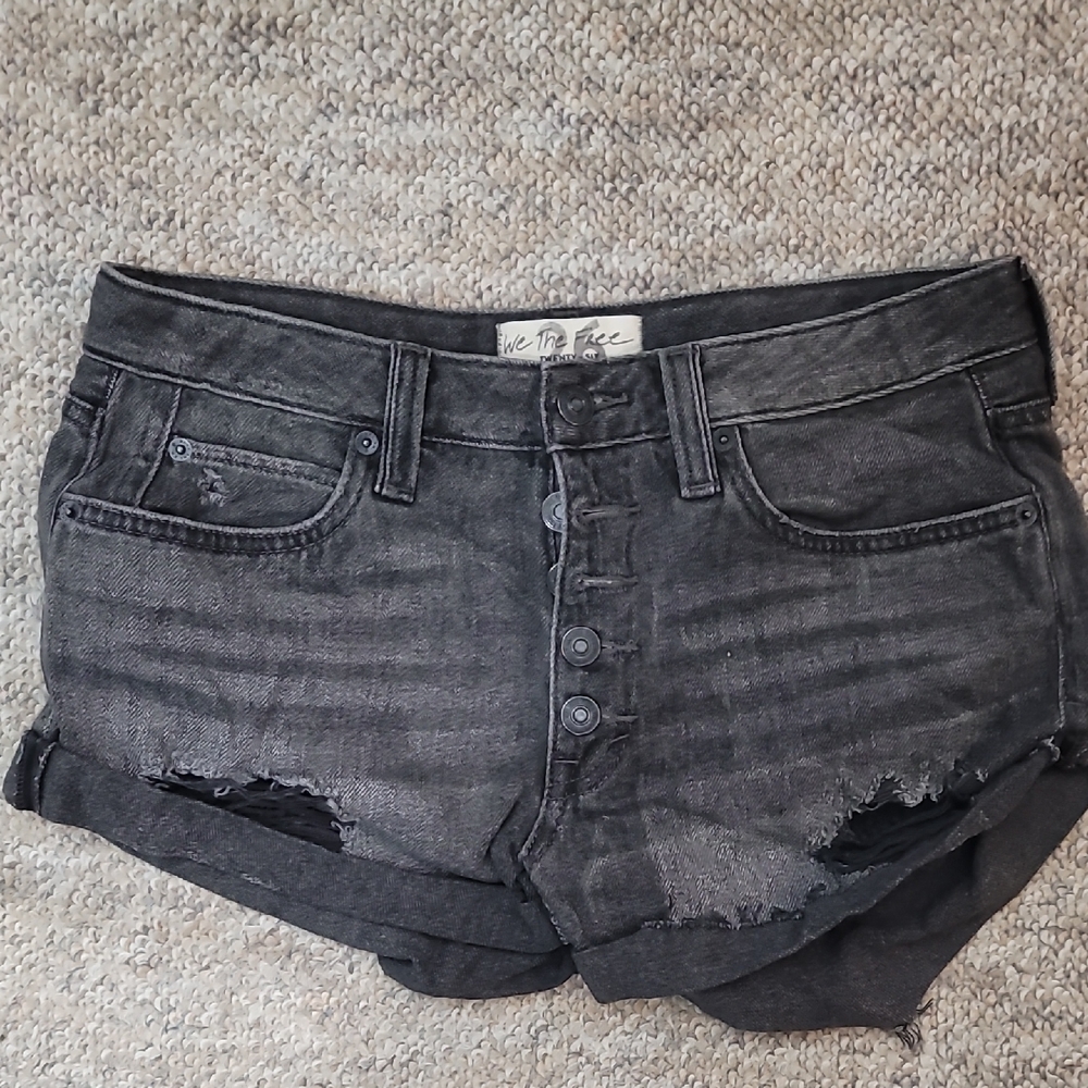 We The Free Black Distressed Women Shorts